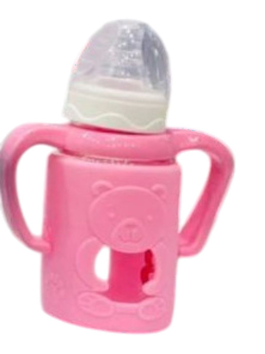 YES Baby Premium Teddy Bear Silicone Sleeve 120ml (4oz) Glass Feeder | Baby Discovery