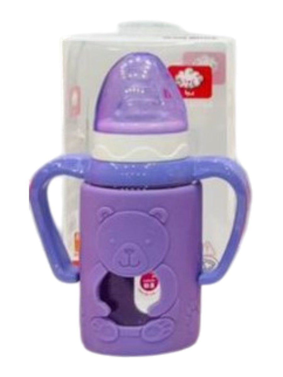 YES Baby Premium Teddy Bear Silicone Sleeve 120ml (4oz) Glass Feeder | Baby Discovery
