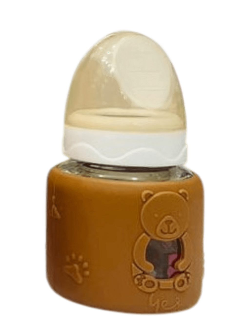 YES Baby Premium Teddy Bear Silicone Sleeve 60ml (2oz) Glass Feeder | Baby Discovery