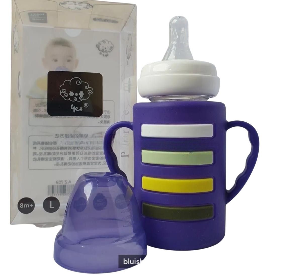 YES Baby Rainbow Stripe 120ml (4oz) Glass Feeder | Baby Discovery