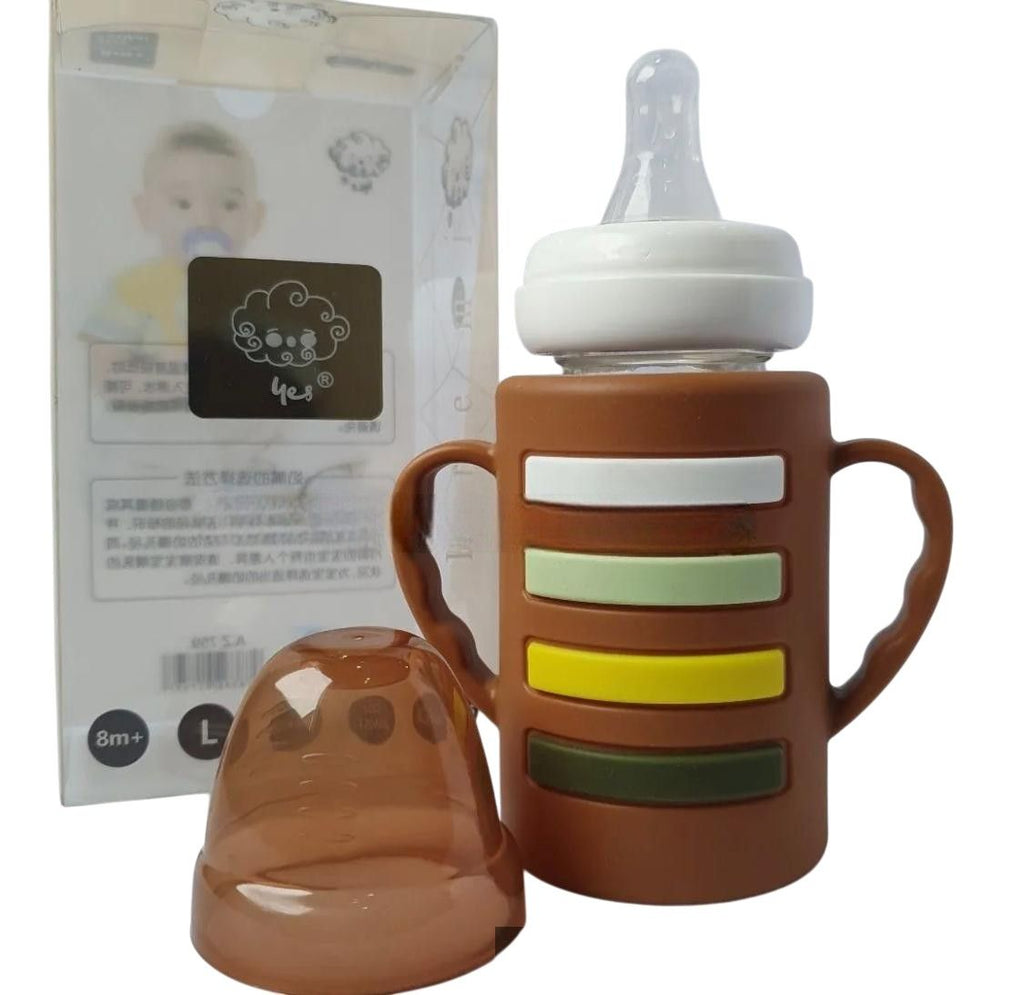 YES Baby Rainbow Stripe 120ml (4oz) Glass Feeder | Baby Discovery