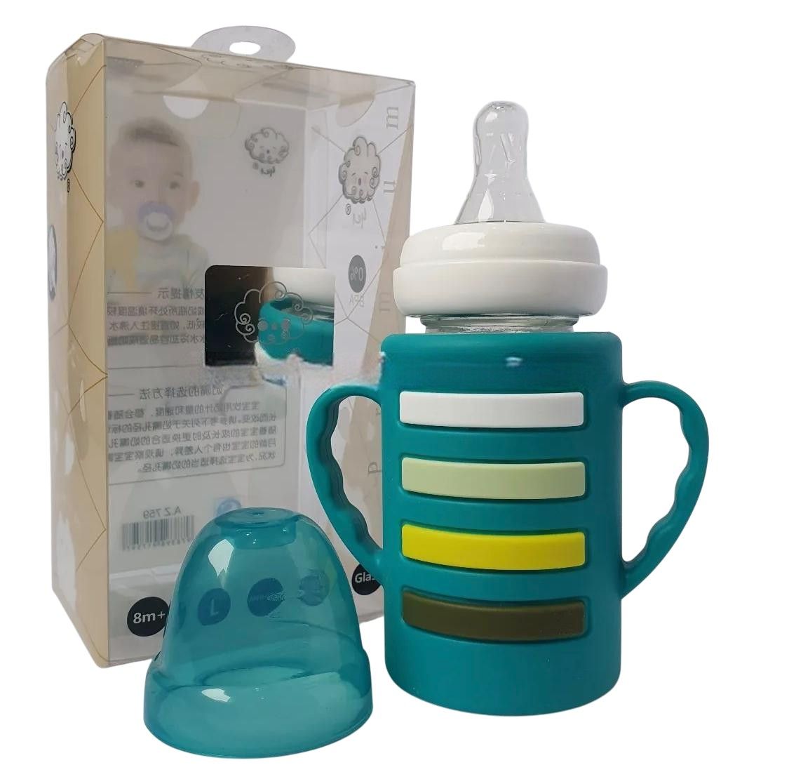 YES Baby Rainbow Stripe 120ml (4oz) Glass Feeder | Baby Discovery