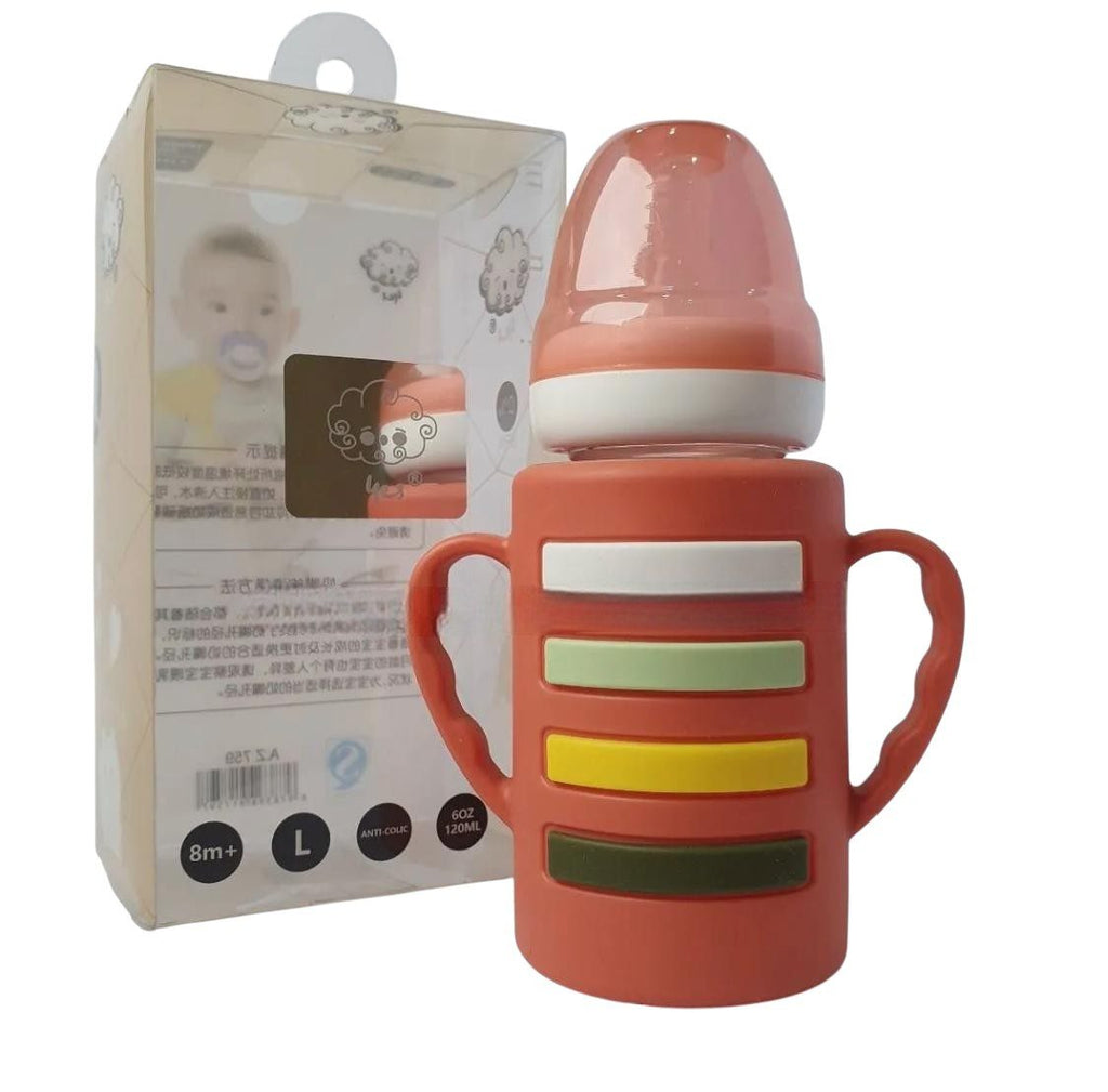 YES Baby Rainbow Stripe 120ml (4oz) Glass Feeder | Baby Discovery