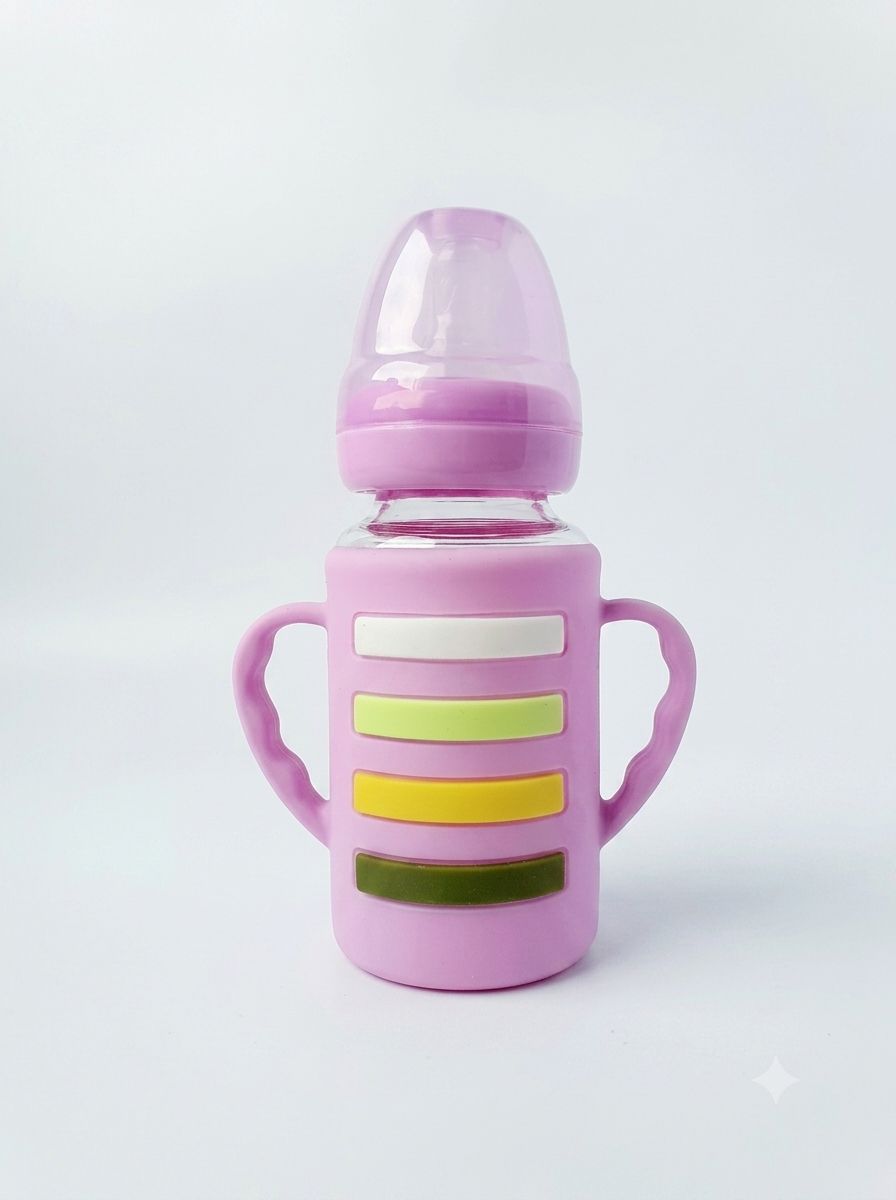 YES Baby Rainbow Stripe 120ml (4oz) Glass Feeder | Baby Discovery
