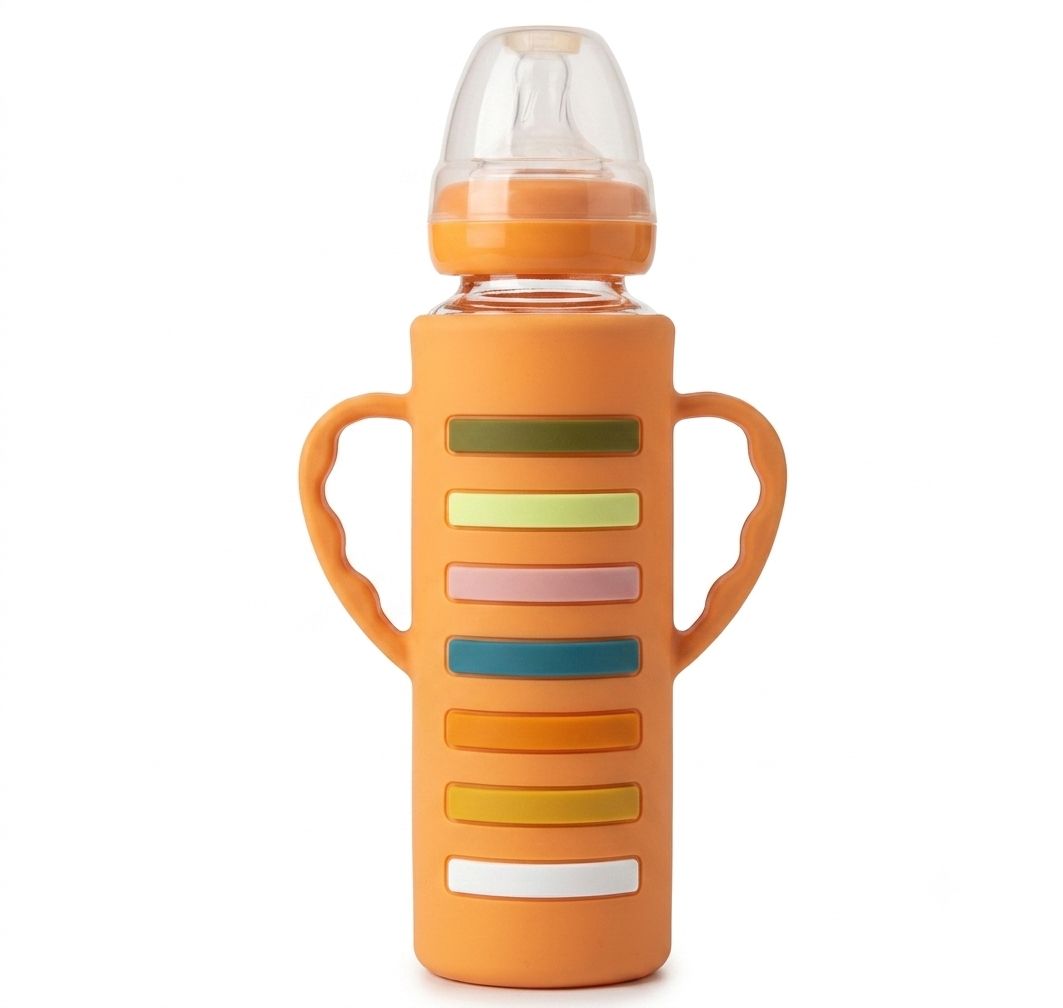 YES Baby Rainbow Stripe 240ml (8oz) Glass Feeder | Baby Discovery