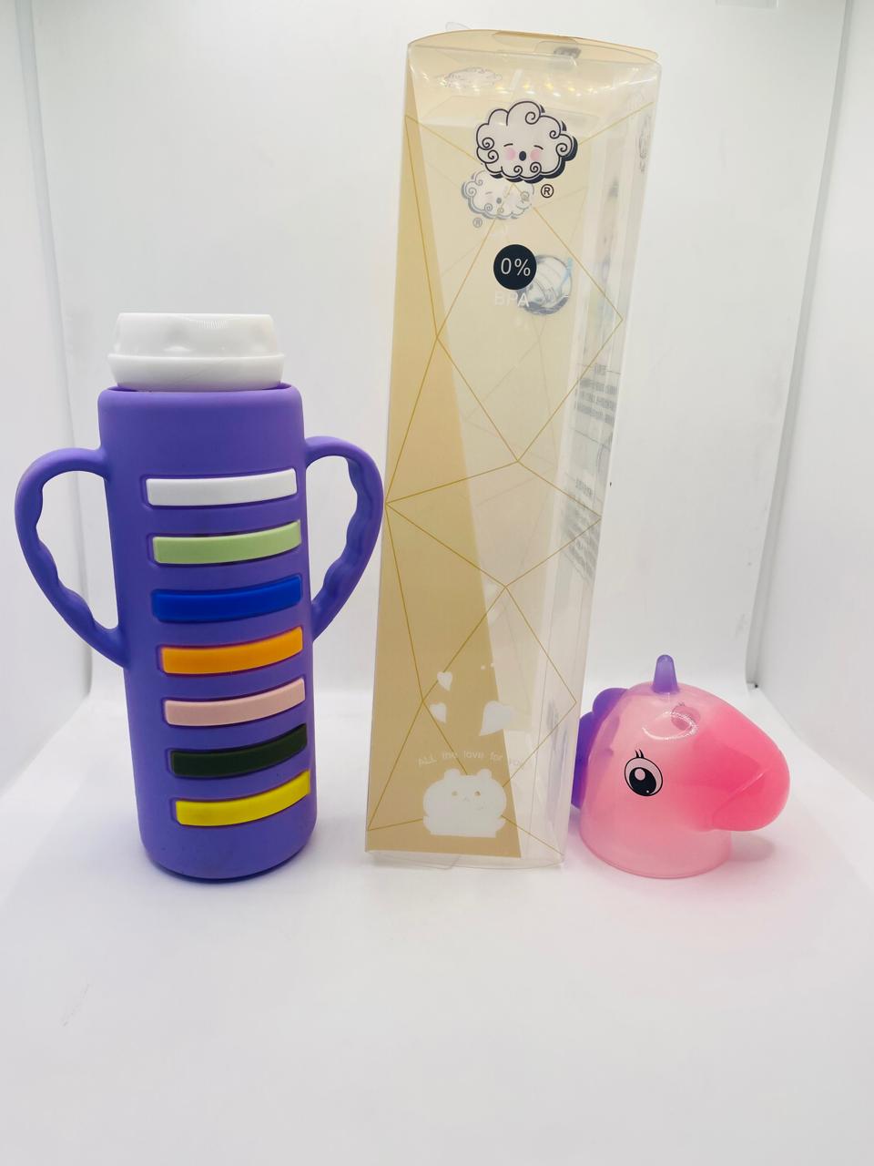 YES Baby Signature Unicorn Shape Cap Series 240ml (8oz) Glass Feeder | Baby Discovery