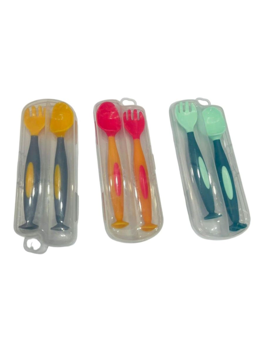 Baby Silicone Feeding Spoon And Fork Set | Baby Discovery