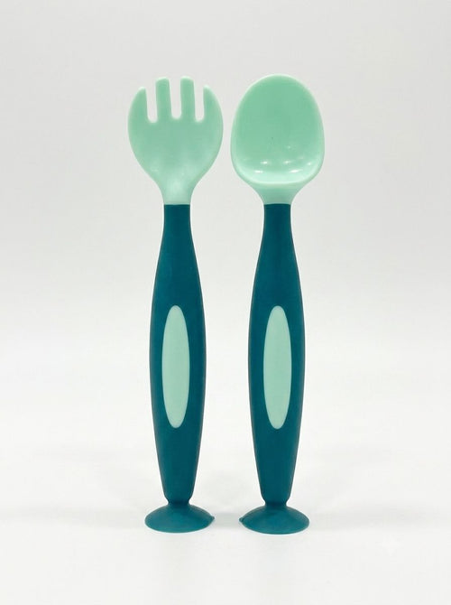 Baby Silicone Feeding Spoon And Fork Set | Baby Discovery