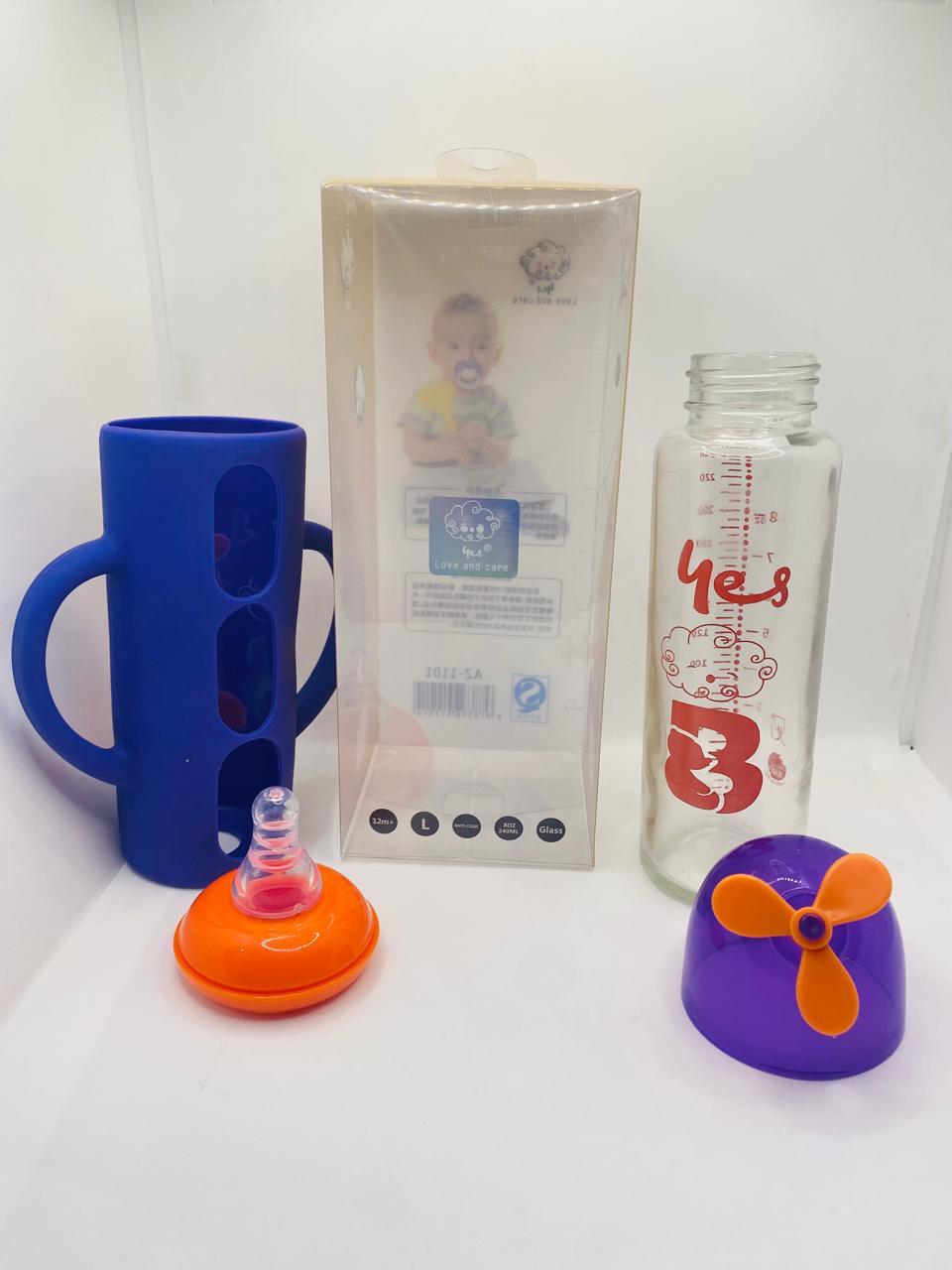 YES Baby Elite Car & Plane Silicone Sleeve 240ml (8oz) Glass Feeder | Baby Discovery