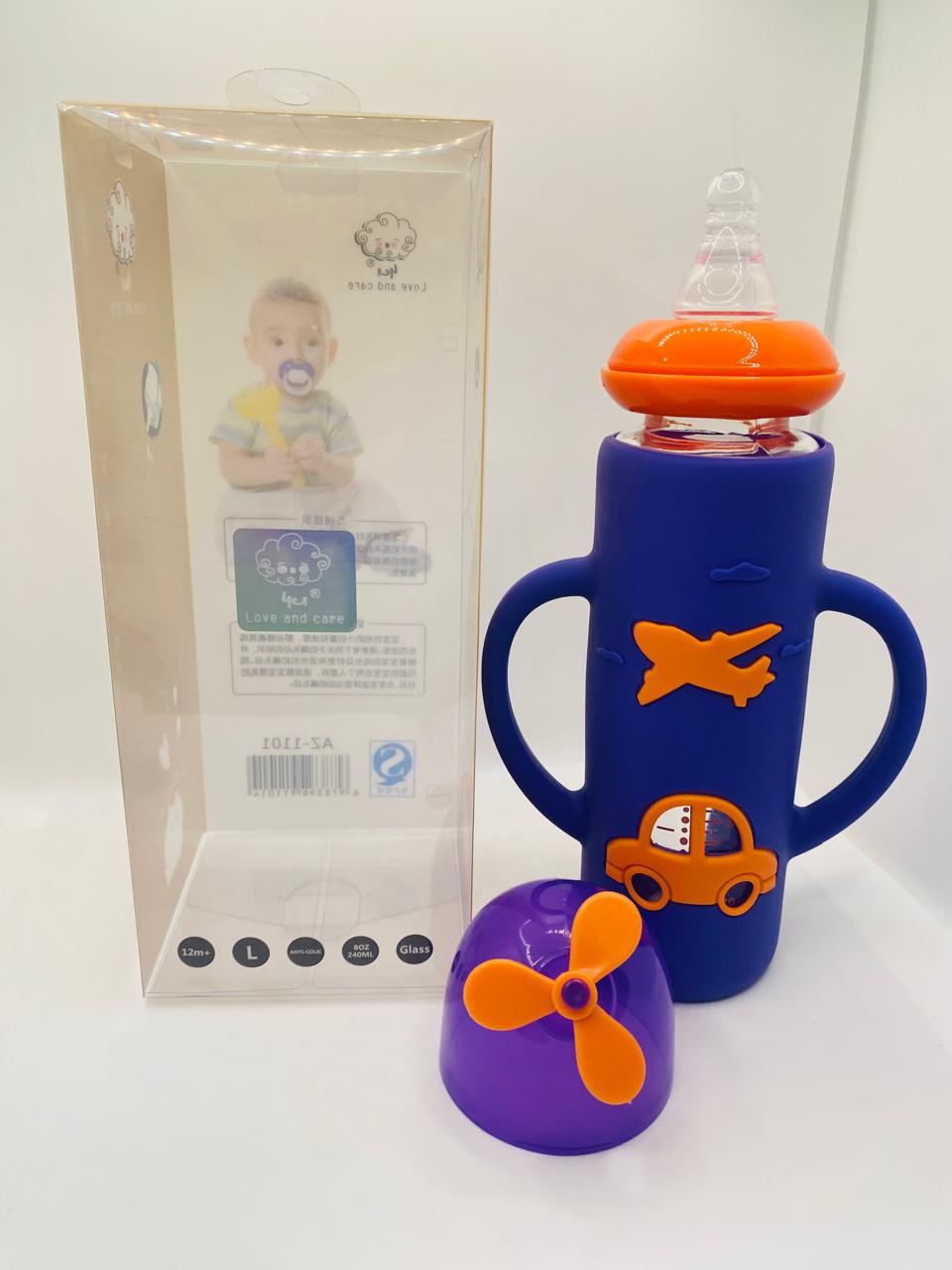 YES Baby Elite Car & Plane Silicone Sleeve 240ml (8oz) Glass Feeder | Baby Discovery