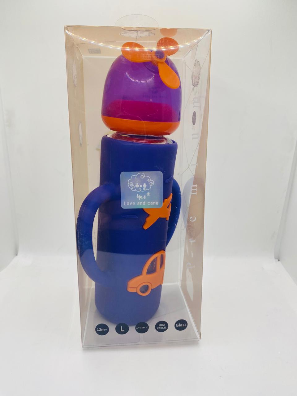 YES Baby Elite Car & Plane Silicone Sleeve 240ml (8oz) Glass Feeder | Baby Discovery